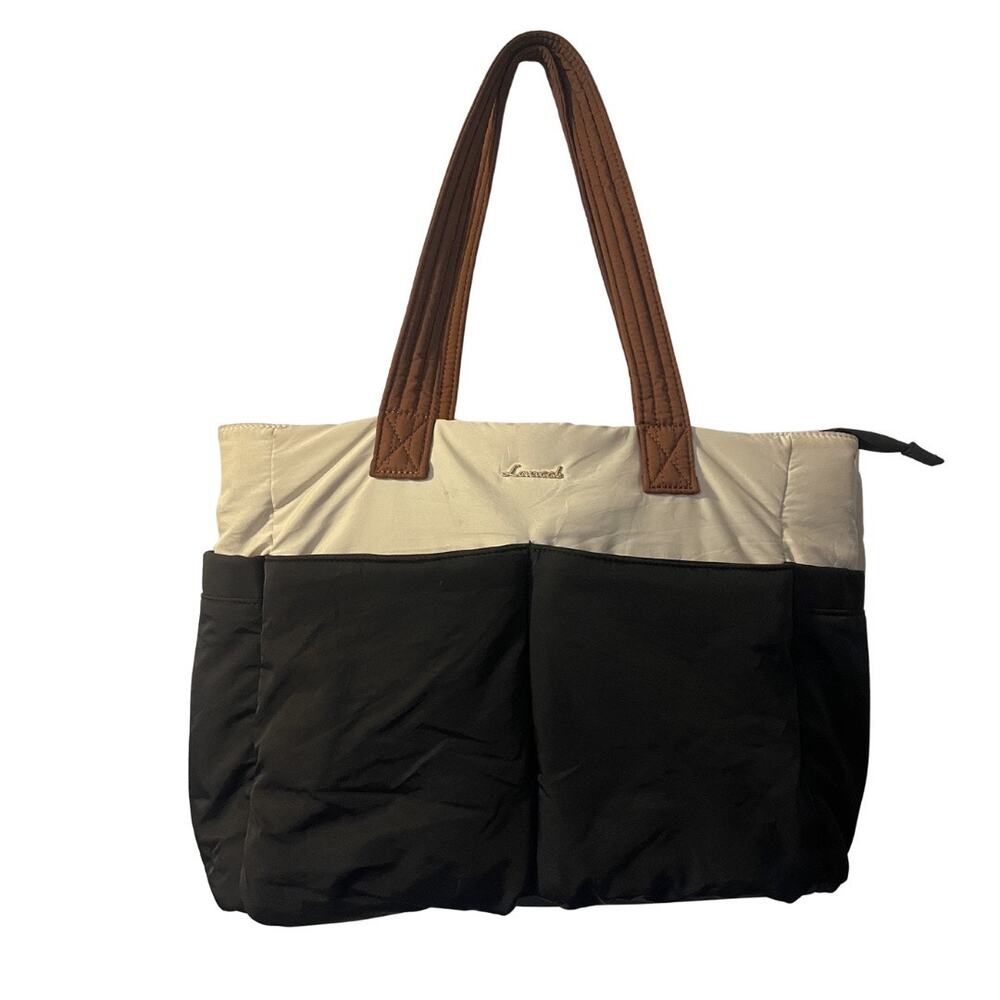 Lovevook Pufflet Two Tone Tote Shoulder Bag Color Block Travel Laptop Luggage
